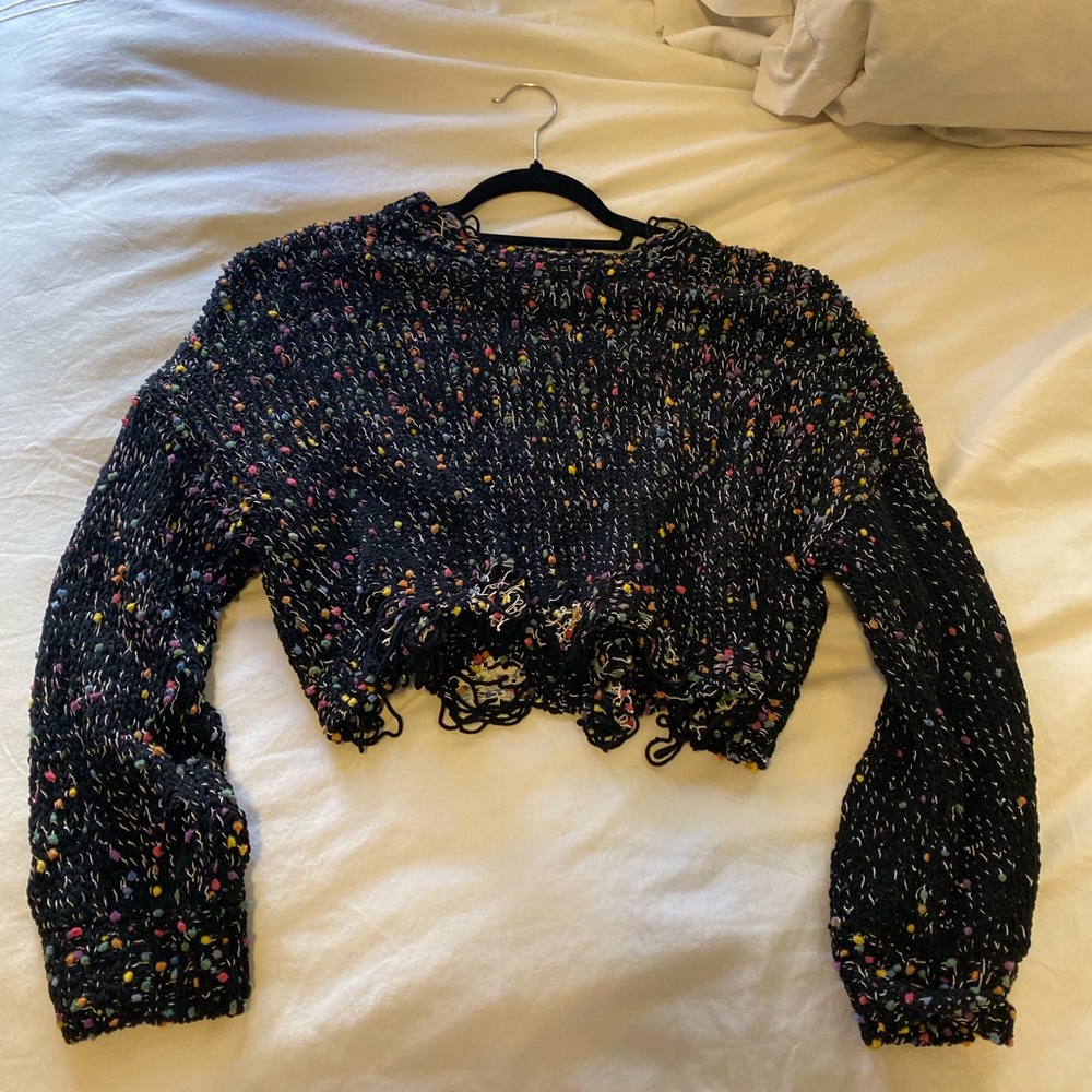 Black crop sweater with pops of color